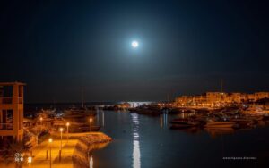 El Gouna New Marina overview during a full moon
